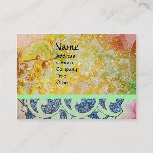 Carte De Visite VAGUES brillantes, vibrantes, jaunes, étincelles b (Devant)
