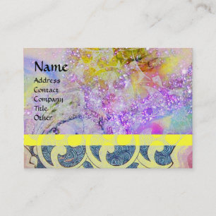 Carte De Visite VAGUES brillantes, vibrantes, jaunes, violet bleu 