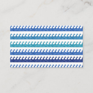 Carte De Visite Vagues de l'océan scintillent bleu vif surfeur
