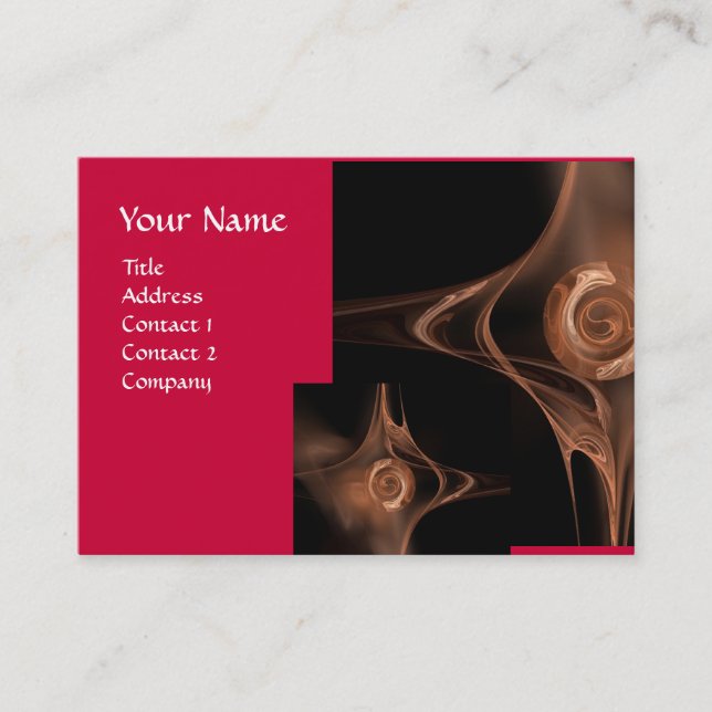 Carte De Visite VAGUES FRACTALES, rouge, marron (Devant)