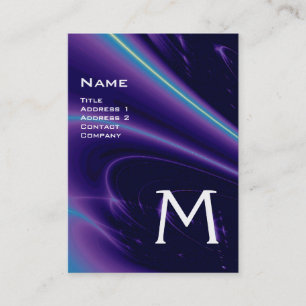 Carte De Visite VAGUES LUMINEUSES 2 MONOGRAMMES violet violet blan