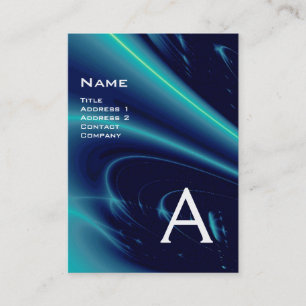 Carte De Visite VAGUES LUMINEUSES 2 MONOGRAMMES violet violet blan