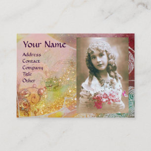 Carte De Visite VAGUES MONOGRAM MODÈLE PHOTO rose jaune brun