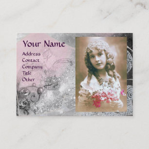 Carte De Visite VAGUES MONOGRAM MODÈLE PHOTO rose noir blanc