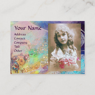 Carte De Visite VAGUES MONOGRAM MODÈLE PHOTO rose violet bleu