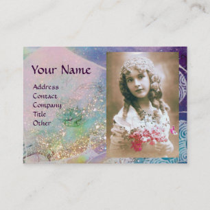 Carte De Visite VAGUES MONOGRAM MODÈLE PHOTO rose violet bleu