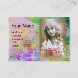 Carte De Visite VAGUES MONOGRAM MODÈLE PHOTO rose violet vert