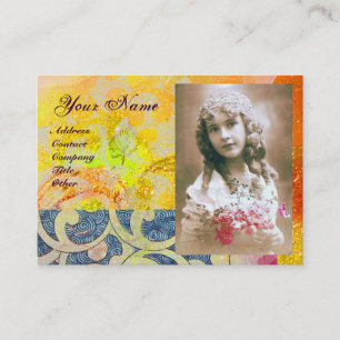 Carte De Visite VAGUES MONOGRAM MODÈLE PHOTO, vibrante, bleu jaune