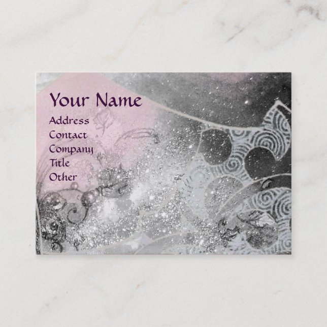 Carte De Visite VAGUES MONOGRAM rose noir et blanc gris (Devant)