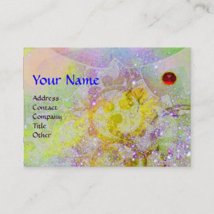 Carte De Visite VAGUES MONOGRAMME RUBY, vert clair bleu rose