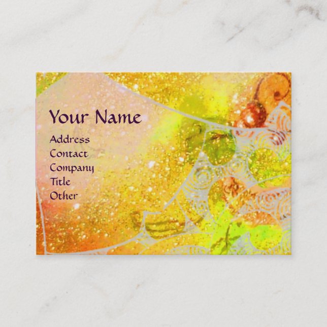Carte De Visite VAGUES MONOGRAMME RUBY, violet jaune vif (Devant)