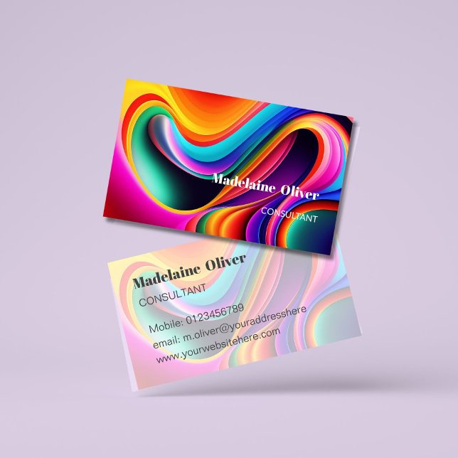 Carte De Visite Vagues rétro colorées Modernes (Créateur téléchargé)