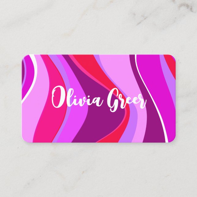 Carte De Visite Vagues Retro tendance 70's 80s Pink Magenta Purple (Devant)