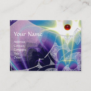 Carte De Visite VAGUES RUBY, bleu vif, violet, platine rouge