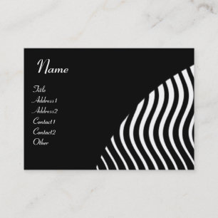 Carte De Visite VAGUES STYLÉES MONOGRAMME, noir et blanc rose