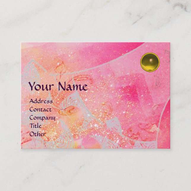 Carte De Visite VAGUES TOPAZ MONOGRAM, rose vif rouge jaune bleu (Devant)
