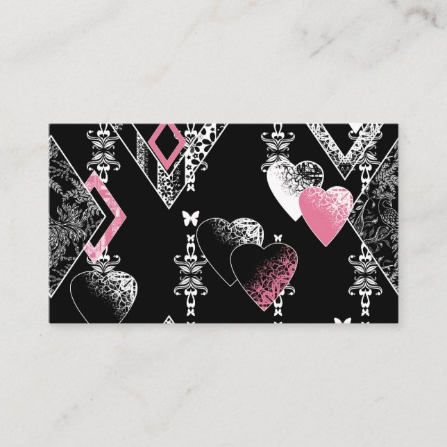 Carte De Visite Valentines sans couture jour amour noir blanc moti (Devant)