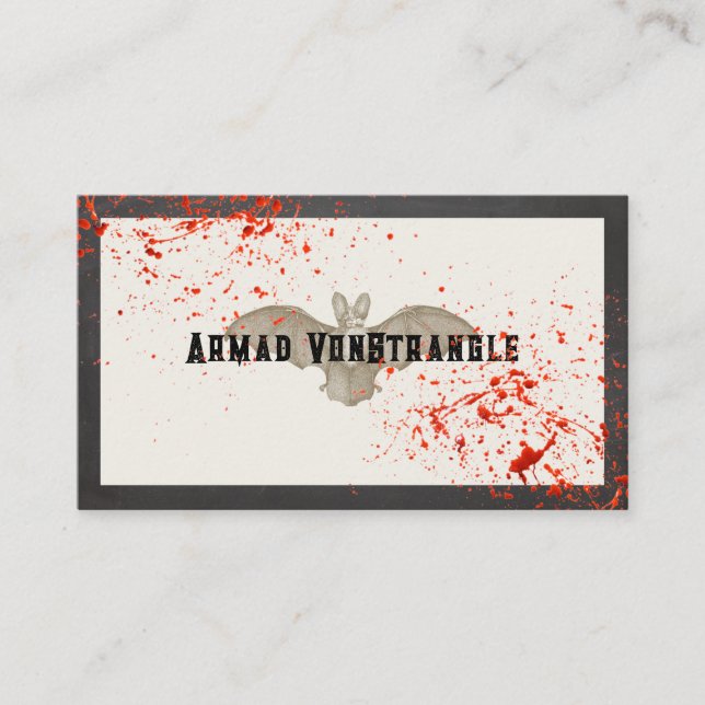 Carte De Visite Vampire Bat Splateaux de sang (Devant)