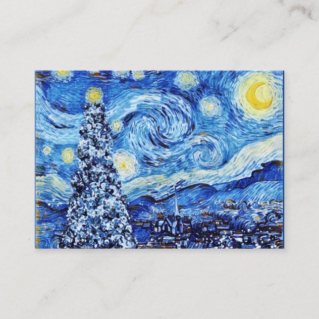 Carte De Visite Van Gogh - La Nuit étoilée - Escouade de Noël blan (Devant)