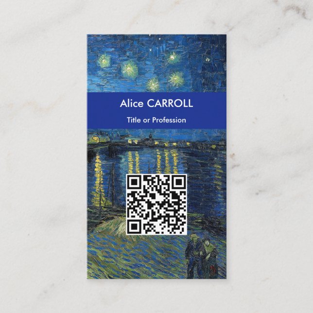 Carte De Visite Van Gogh - Nuit étoilée sur le Rhône - Code QR (Devant)