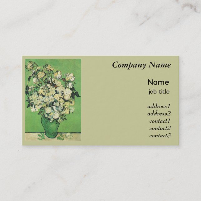 Carte De Visite Van Gogh, Roses roses roses dans un vase (Devant)