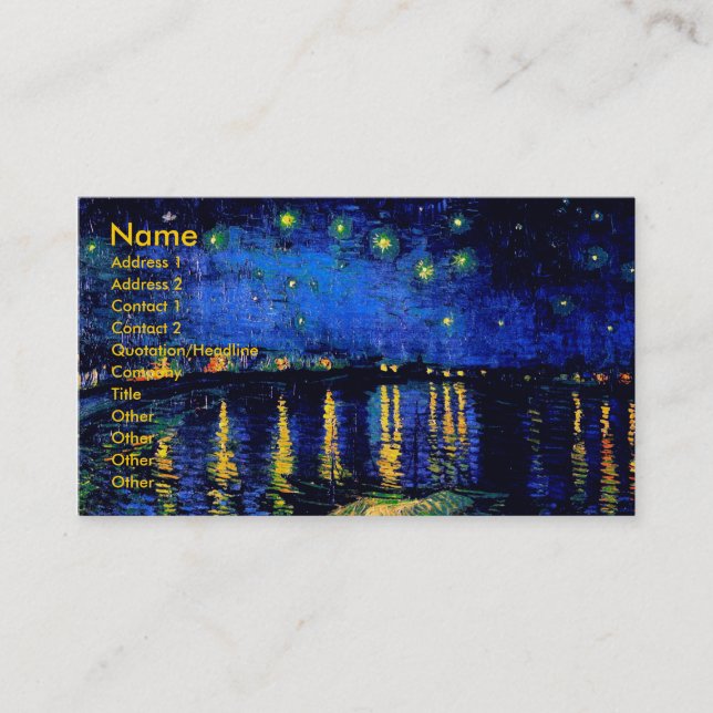 Carte De Visite Van Gogh Starry Night Over Rhone (F474) Fine Art (Devant)