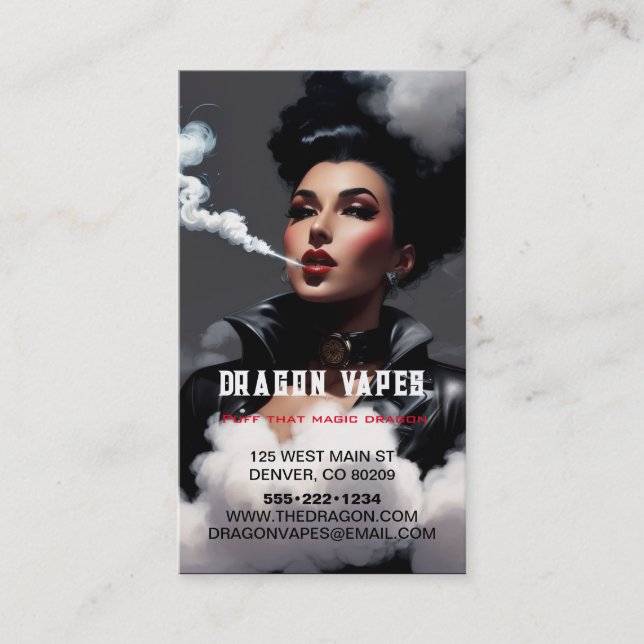 Carte De Visite Vapor Vape Plume de fumée noir et blanc (Devant)