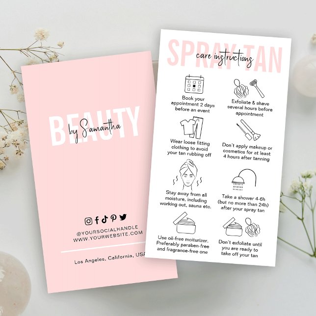 Carte De Visite Vaporisateur rose féminin Instructions pour les so (Créateur téléchargé)