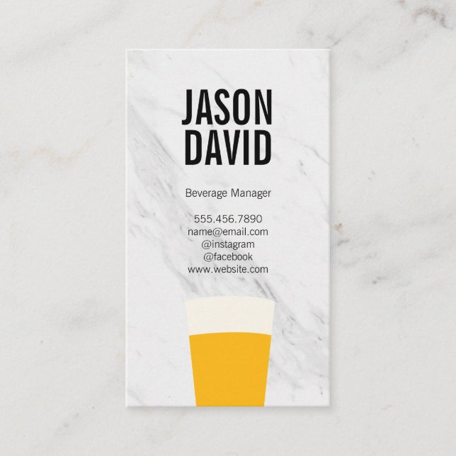 Carte De Visite Variation de la pinte de marbre de bière (Devant)