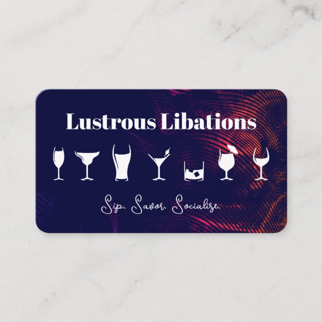 Carte De Visite Variété de Lunettes de Cocktail | Bar Lounge (Devant)