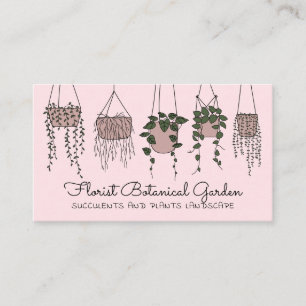 Carte De Visite Vase de plante de maison abstraite rose Succulents