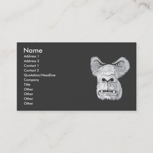 Carte De Visite vecteur de visage de gorille (Devant)
