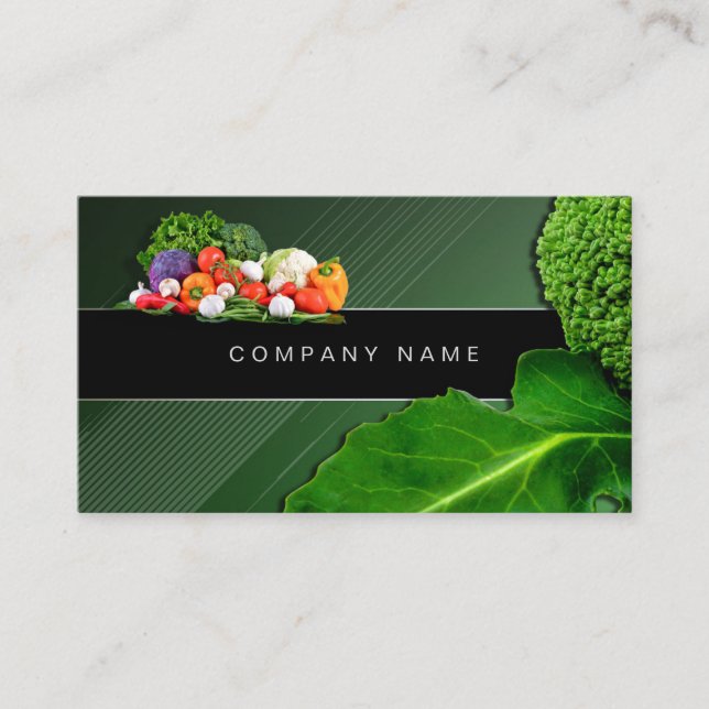 Carte De Visite Végétarien cru de nourriture verte de restaurant (Devant)