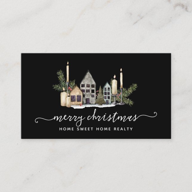 Carte De Visite Végétation d'hiver Pine et Berries Vacances (Devant)