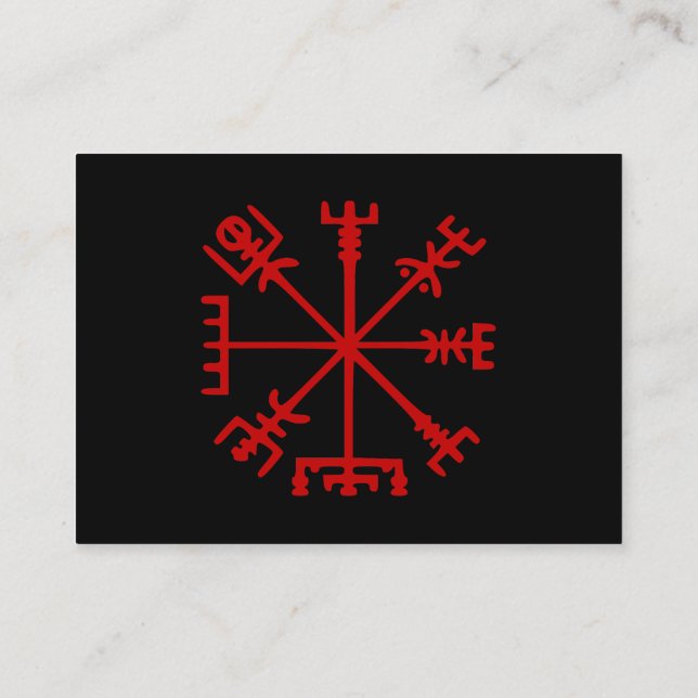 Carte De Visite Vegvísir rouge sang (boussole de Viking) (Dos)