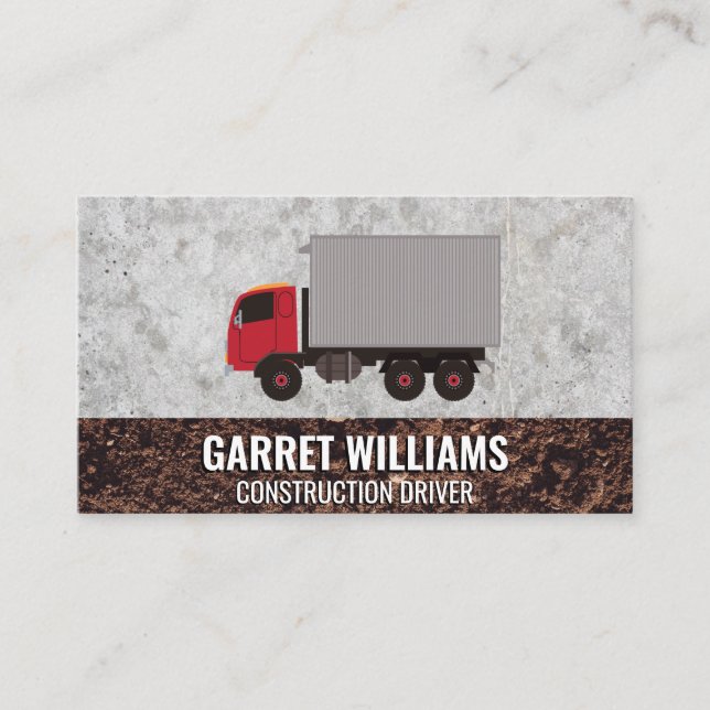 Carte De Visite Véhicule de camion de travail | Construction Semi (Devant)