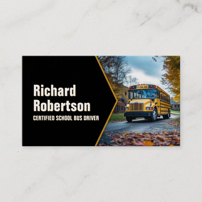 Carte De Visite Véhicule De Conduite D'Autobus Scolaire Certifié S (Devant)
