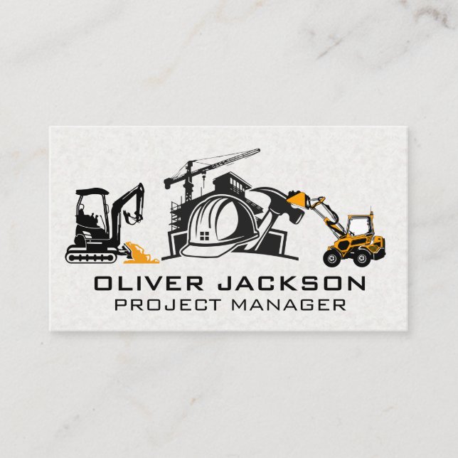 Carte De Visite Véhicules de construction Bulldozer | Site Builder (Devant)