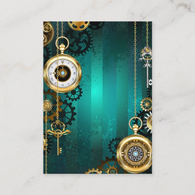 Carte De Visite Veille bijoux Steampunk sur un Arrière - plan vert (Devant)