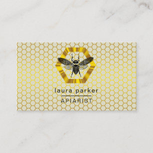 Carte De Visite Vendeur de miel d'abeilles Apiarist Yellow Gold He