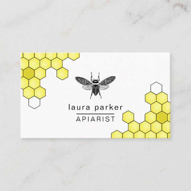 Carte De Visite Vendeur de miel d'abeilles Apiariste Black Yellow  (Devant)