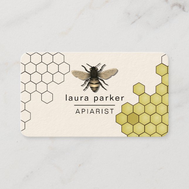 Carte De Visite Vendeur de miel d'abeilles Apiariste Hexagon jaune (Devant)
