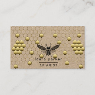 Carte De Visite Vendeur de miel d'abeilles Apiariste Hexagon jaune