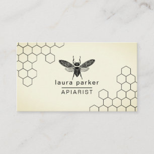 Carte De Visite Vendeur de miel d'abeilles Apiariste noir blanc He