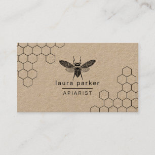 Carte De Visite Vendeur de miel d'abeilles Apiariste noir blanc He