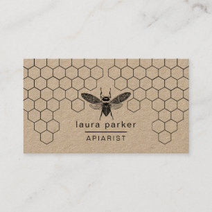 Carte De Visite Vendeur de miel d'abeilles Apiariste noir blanc He