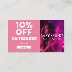 Carte De Visite Vendredi Code rabais spécial Vape Shop