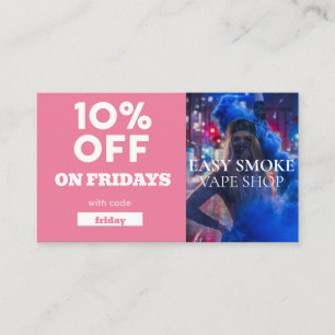 Carte De Visite Vendredi Code rabais spécial Vape Shop
