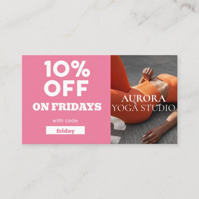 Carte De Visite Vendredi Code rabais Spécial Yoga Studio (Devant)