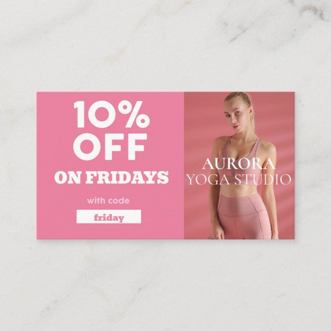 Carte De Visite Vendredi Code rabais Spécial Yoga Studio (Devant)